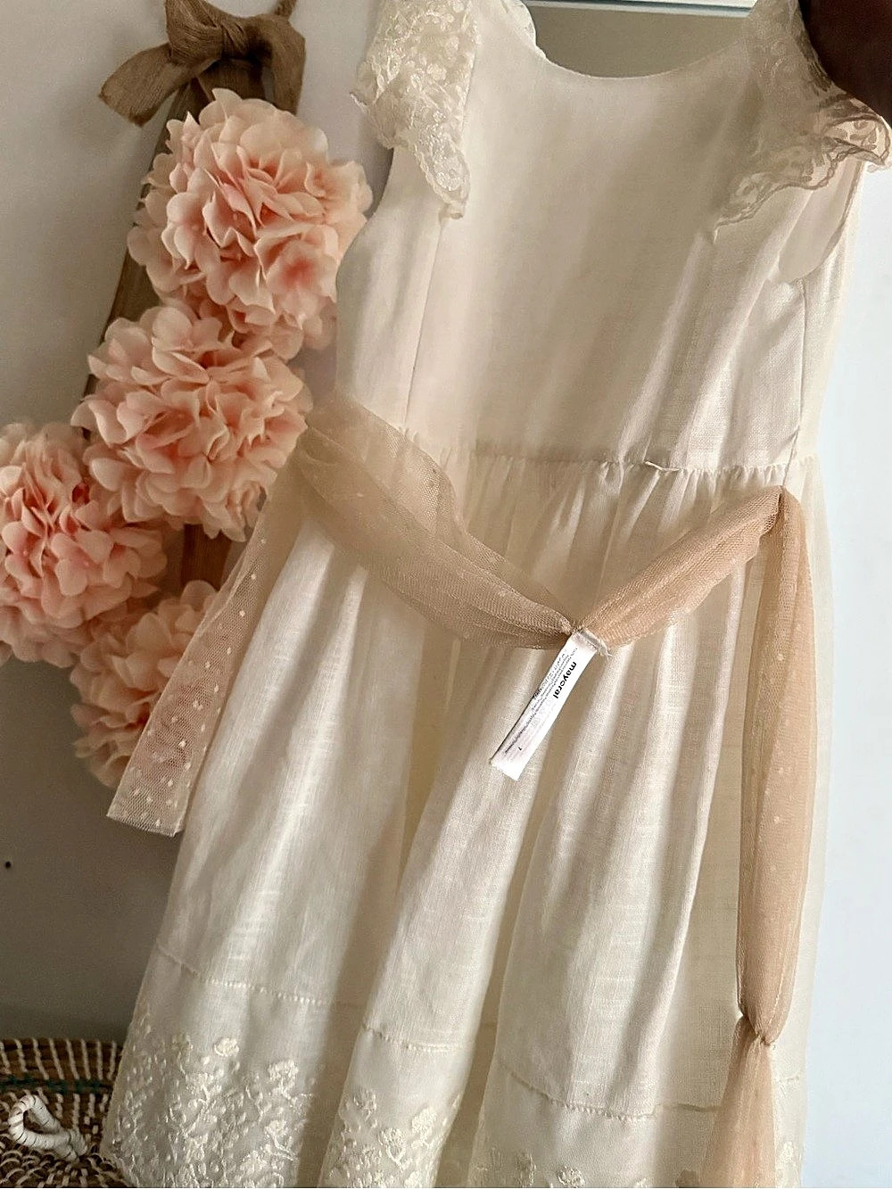 Mayoral Girls White Lace-Trim Dress